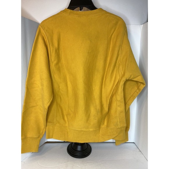 Champion Reverse Weave Sweatshirt Crew Mens S Yellow Gold Embroidered Blue Logo - Picture 11 of 16